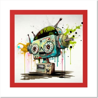 Robot Radio Head Splatter Posters and Art